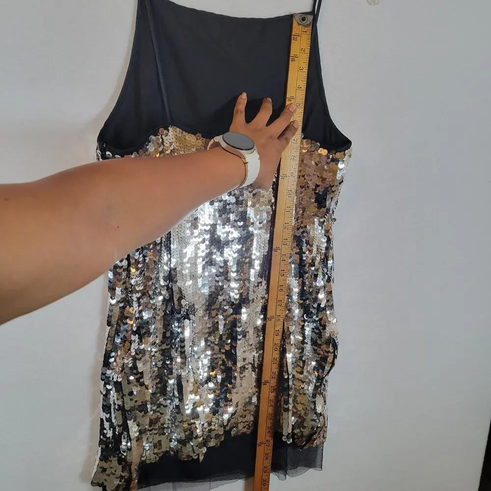 Simon Miller Womens Sequin Lined Mini Dress Size 8 Silver Metallic Clubbin Party